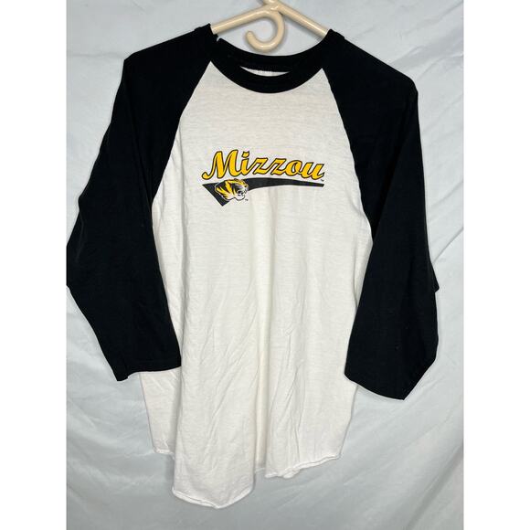 University Missouri Mizzou Tigers Raglan Baseball T Shirt Size M Russell 1980s - Picture 1 of 7